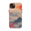 Elegant Cherry Blossom Phone Case - Tough Protection with Scenic Mountain Design