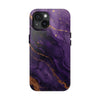 Elegant Purple Marble Tough Phone Case with Gold Accents