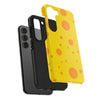 Cheerful Cheese Pattern Tough Phone Case - Vibrant Yellow with Orange Dots