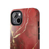 Elegant Red with Gold Veins Tough Phone Case