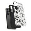 Trendy Tough Phone Case with Black Polka Dots