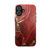 Elegant Red with Gold Veins Tough Phone Case