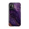 Elegant Purple Marble Tough Phone Case with Gold Accents