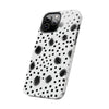 Trendy Tough Phone Case with Black Polka Dots