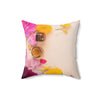 Floral Tea Square Pillow - Vibrant Botanical Design for Cozy Spaces