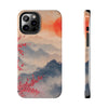 Elegant Cherry Blossom Phone Case - Tough Protection with Scenic Mountain Design