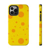 Cheerful Cheese Pattern Tough Phone Case - Vibrant Yellow with Orange Dots