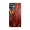 Elegant Red with Gold Veins Tough Phone Case