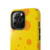 Cheerful Cheese Pattern Tough Phone Case - Vibrant Yellow with Orange Dots