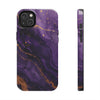 Elegant Purple Marble Tough Phone Case with Gold Accents