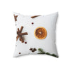 Festive Spun Polyester Square Pillow with Winter Citrus Design