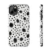 Trendy Tough Phone Case with Black Polka Dots