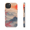 Elegant Cherry Blossom Phone Case - Tough Protection with Scenic Mountain Design