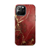 Elegant Red with Gold Veins Tough Phone Case