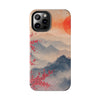 Elegant Cherry Blossom Phone Case - Tough Protection with Scenic Mountain Design