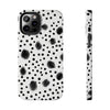 Trendy Tough Phone Case with Black Polka Dots