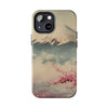 Mountain Blossom Tough Phone Case - Durable Phone Protector with Cherry Blossom and Scenic Design