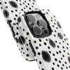 Trendy Tough Phone Case with Black Polka Dots