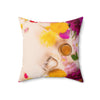 Floral Tea Square Pillow - Vibrant Botanical Design for Cozy Spaces