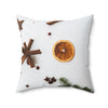 Festive Spun Polyester Square Pillow with Winter Citrus Design