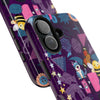 Whimsical Tough Phone Case - Colorful Animal and Floral Design