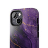 Elegant Purple Marble Tough Phone Case with Gold Accents