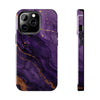 Elegant Purple Marble Tough Phone Case with Gold Accents