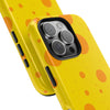 Cheerful Cheese Pattern Tough Phone Case - Vibrant Yellow with Orange Dots