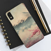 Mountain Blossom Tough Phone Case - Durable Phone Protector with Cherry Blossom and Scenic Design