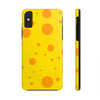 Cheerful Cheese Pattern Tough Phone Case - Vibrant Yellow with Orange Dots