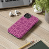 Vibrant Pink Geometric Tough Phone Case - Stylish and Durable Protection