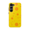 Cheerful Cheese Pattern Tough Phone Case - Vibrant Yellow with Orange Dots