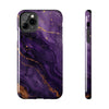 Elegant Purple Marble Tough Phone Case with Gold Accents