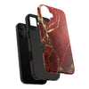 Elegant Red with Gold Veins Tough Phone Case