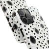 Trendy Tough Phone Case with Black Polka Dots