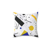 Modern Geometric Decorative Pillow - Abstract Design in Black, Yellow, and Blue