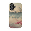 Mountain Blossom Tough Phone Case - Durable Phone Protector with Cherry Blossom and Scenic Design