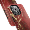 Elegant Red with Gold Veins Tough Phone Case