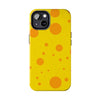 Cheerful Cheese Pattern Tough Phone Case - Vibrant Yellow with Orange Dots