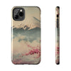 Mountain Blossom Tough Phone Case - Durable Phone Protector with Cherry Blossom and Scenic Design