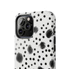 Trendy Tough Phone Case with Black Polka Dots