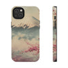 Mountain Blossom Tough Phone Case - Durable Phone Protector with Cherry Blossom and Scenic Design