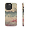 Mountain Blossom Tough Phone Case - Durable Phone Protector with Cherry Blossom and Scenic Design