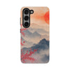 Elegant Cherry Blossom Phone Case - Tough Protection with Scenic Mountain Design