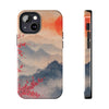 Elegant Cherry Blossom Phone Case - Tough Protection with Scenic Mountain Design