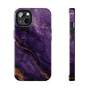 Elegant Purple Marble Tough Phone Case with Gold Accents