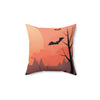 Spooky Sunset Bat Pillow - Decorative Halloween Cushion