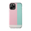 Stylish Tough Phone Case - Pastel Pink and Mint Design