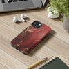 Elegant Red with Gold Veins Tough Phone Case