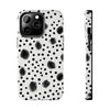 Trendy Tough Phone Case with Black Polka Dots